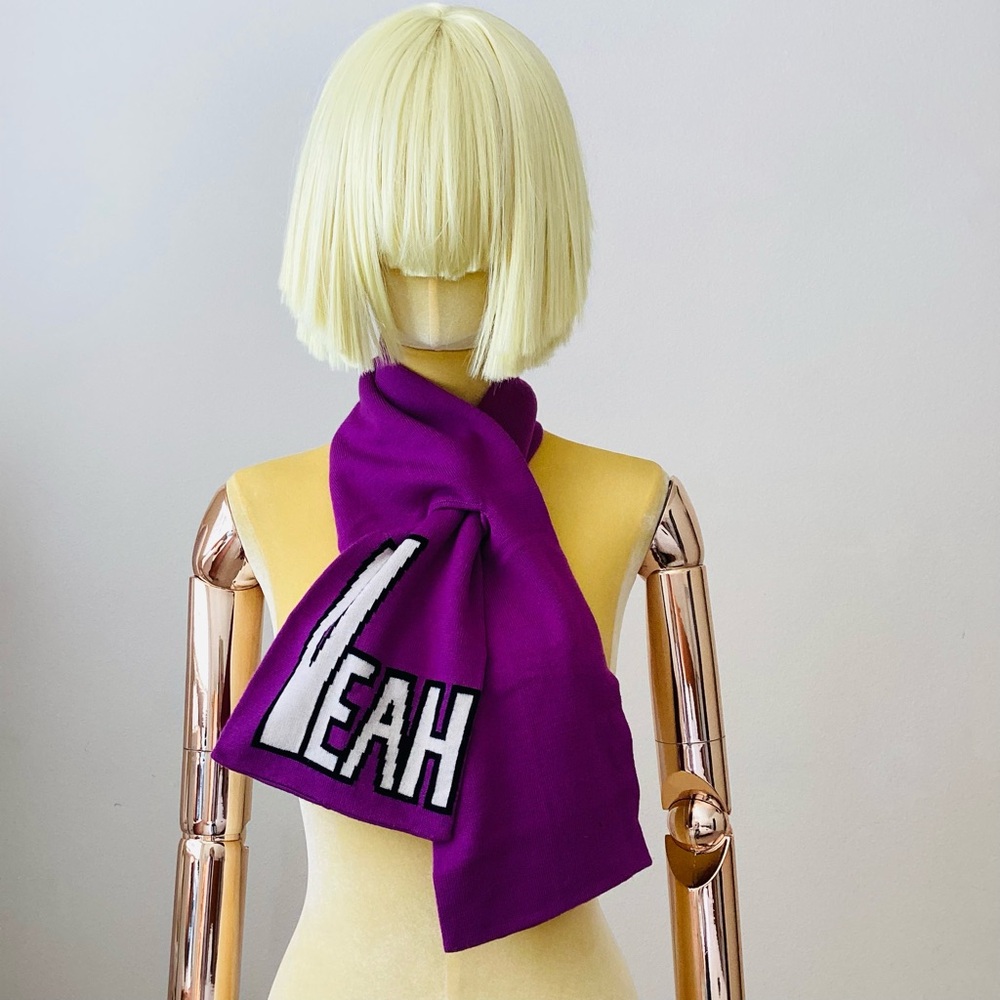 J.C. De Castelbajac Purple Graphic Wool Scarf